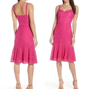 Chelsea28 hot pink lace midi dress NWT size 12